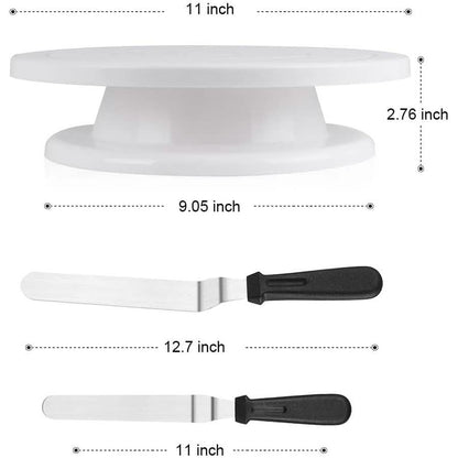 Kootek 11 Inch Rotating Cake Turntable with 2 Icing Spatula and 3 Icing Smoother