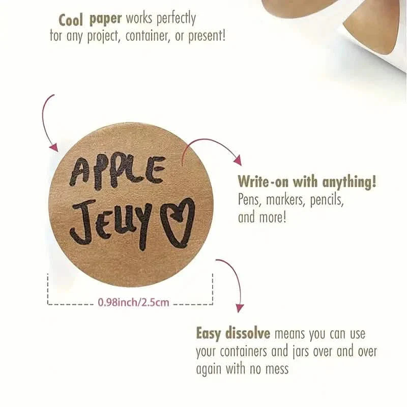 Kraft Paper Round Self-adhesive Label Paper Item Classification Name Stickers Personalized Labels