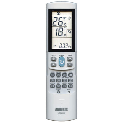 Anderic KTN828 (White) Universal Air Conditioner Remote Control for Mini Split, HVAC, Window, and Portable AC