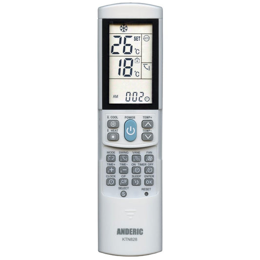 Anderic KTN828 (White) Universal Air Conditioner Remote Control for Mini Split, HVAC, Window, and Portable AC