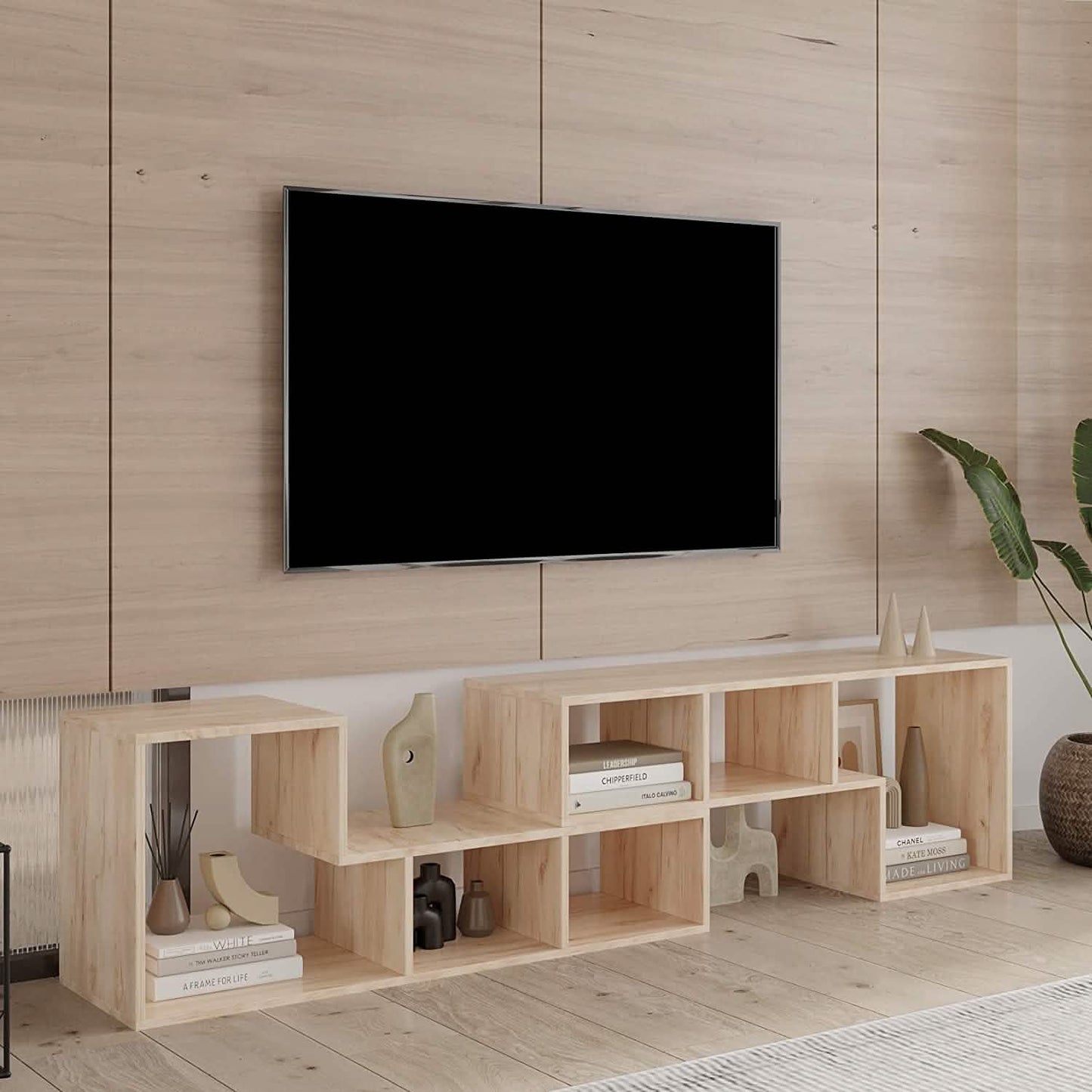 L Shape TV Console Stand Bookcase Storage Rack