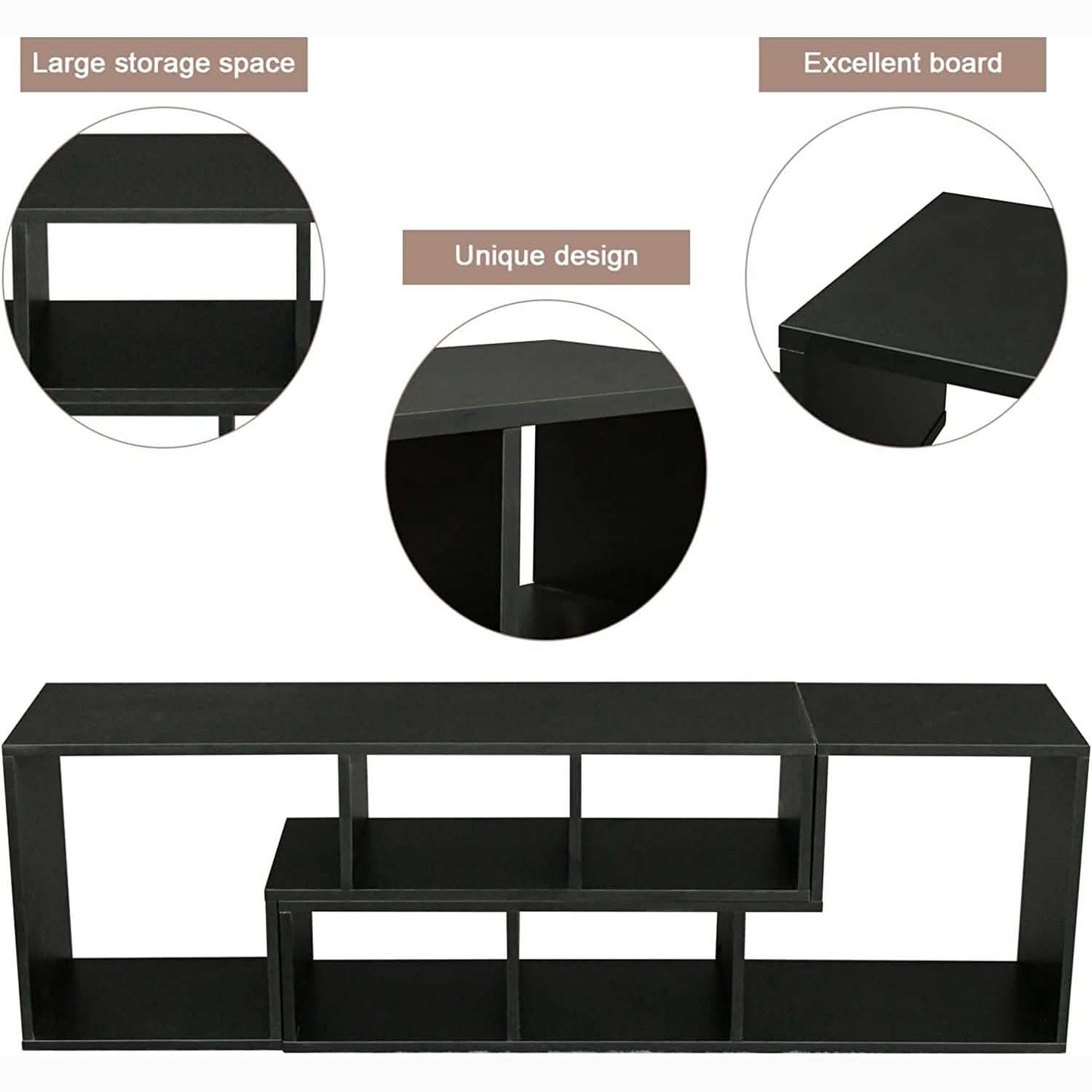 L Shape TV Console Stand Bookcase Storage Rack