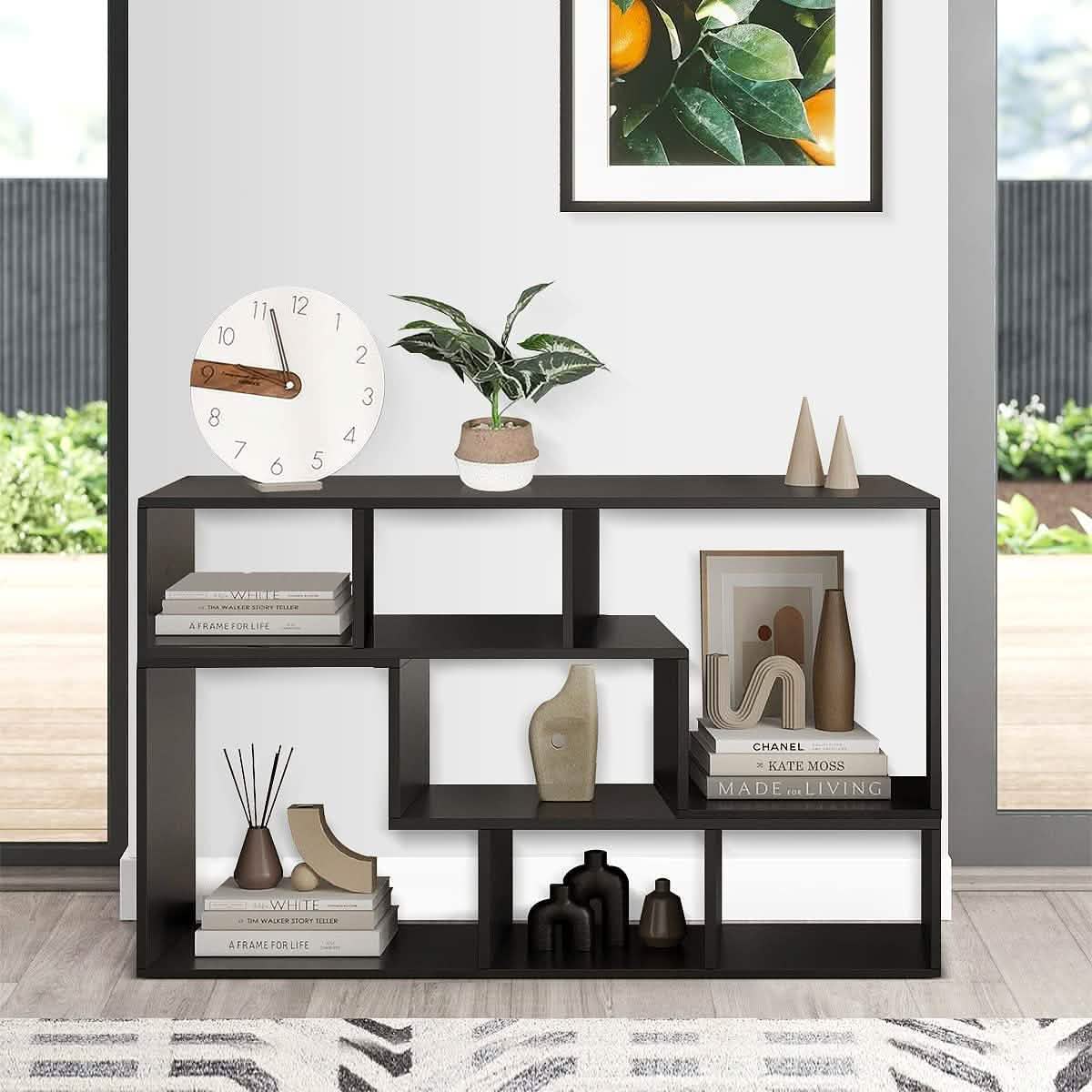 L Shape TV Console Stand Bookcase Storage Rack