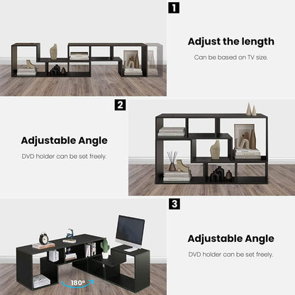 L Shape TV Console Stand Bookcase Storage Rack