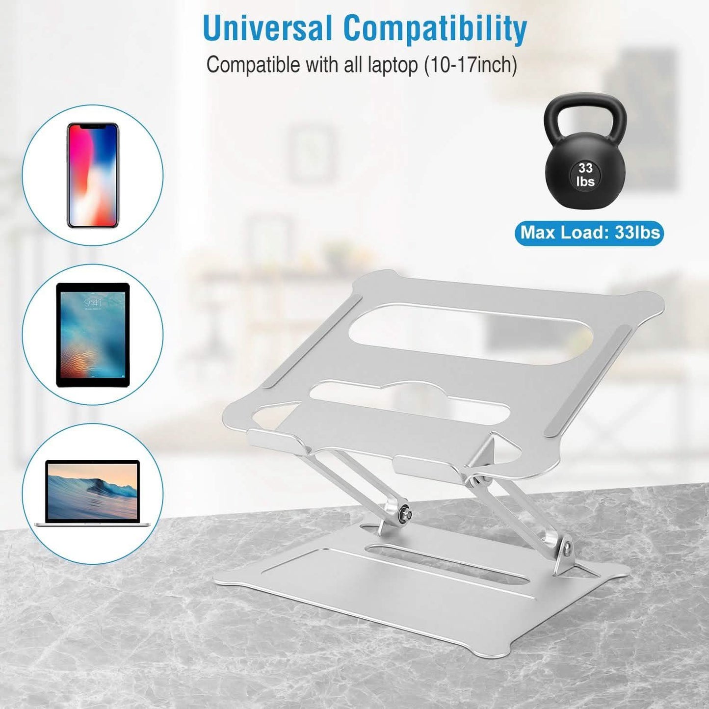 Laptop Stand Aluminum Angle Adjustable Computer Holder Riser Heat Vent