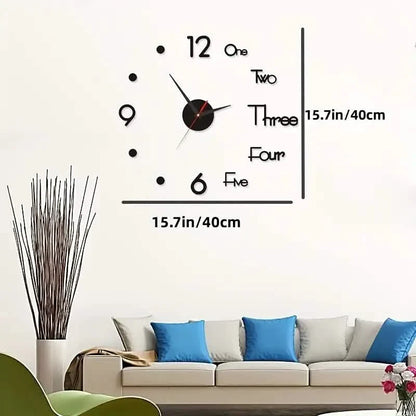 Large 3D Frameless Wall Clock Stickers