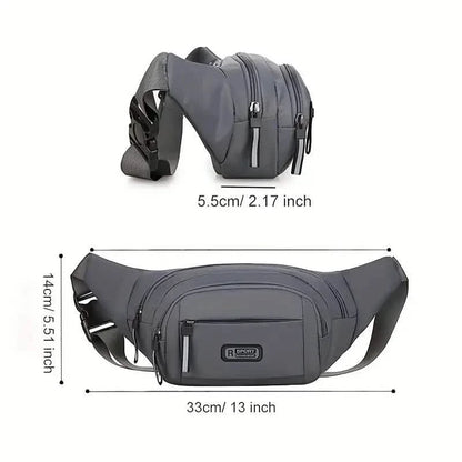 Large Capacity Crossbody Messenger Bag Fanny Pack with Reflective Zipper Strap