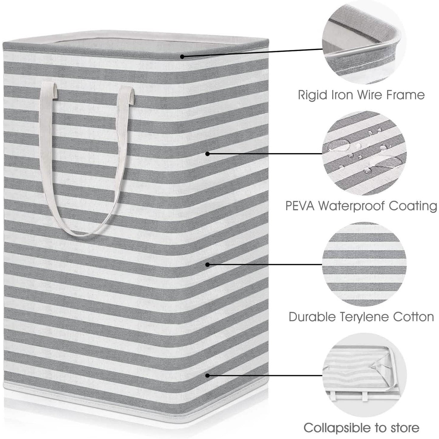 Large Foldable Tall Laundry Basket Storage Basket
