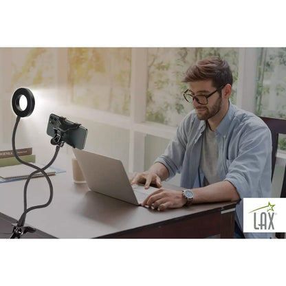 LAX Selfie Ring LED Light Stand with Desk Clip