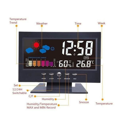 LCD Color Screen Digital Backlight Snooze Alarm Clock