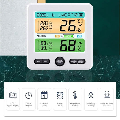 LCD Display Wall-Mounted Desktop Indoor High-Precision Temperature and Humidity Meter
