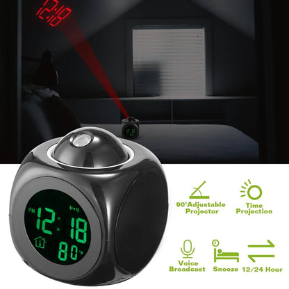 LCD Projection Alarm Clock with Voice Broadcast Function