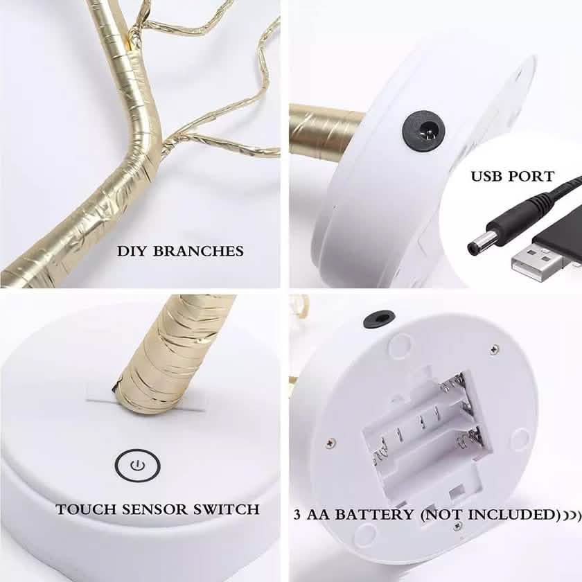 LED Artificial Twig Tree Light Tabletop Bonsai Lamp