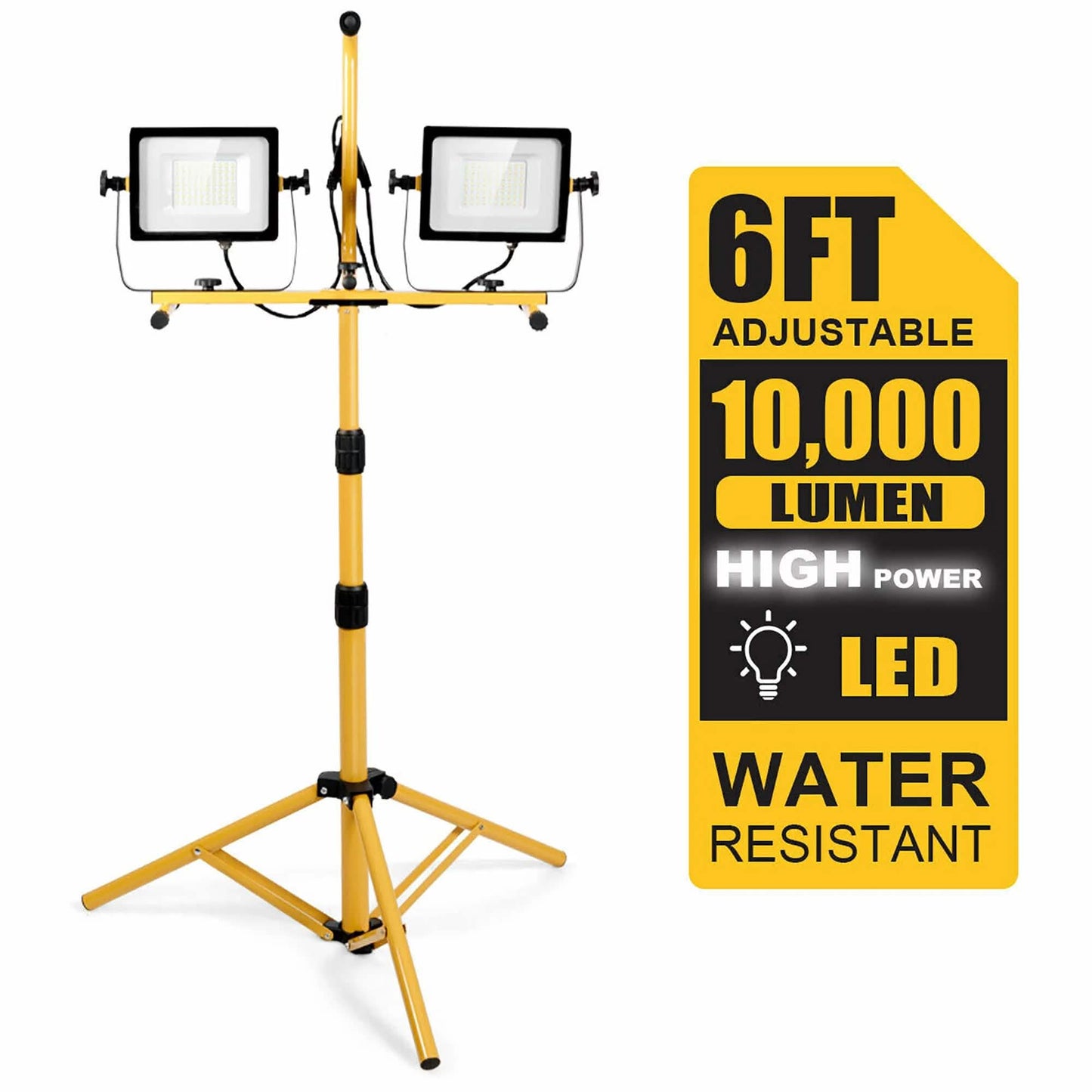 LED Dual-Head Work Light with Adjustable Tripod Stand