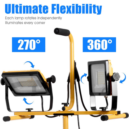 LED Dual-Head Work Light with Adjustable Tripod Stand