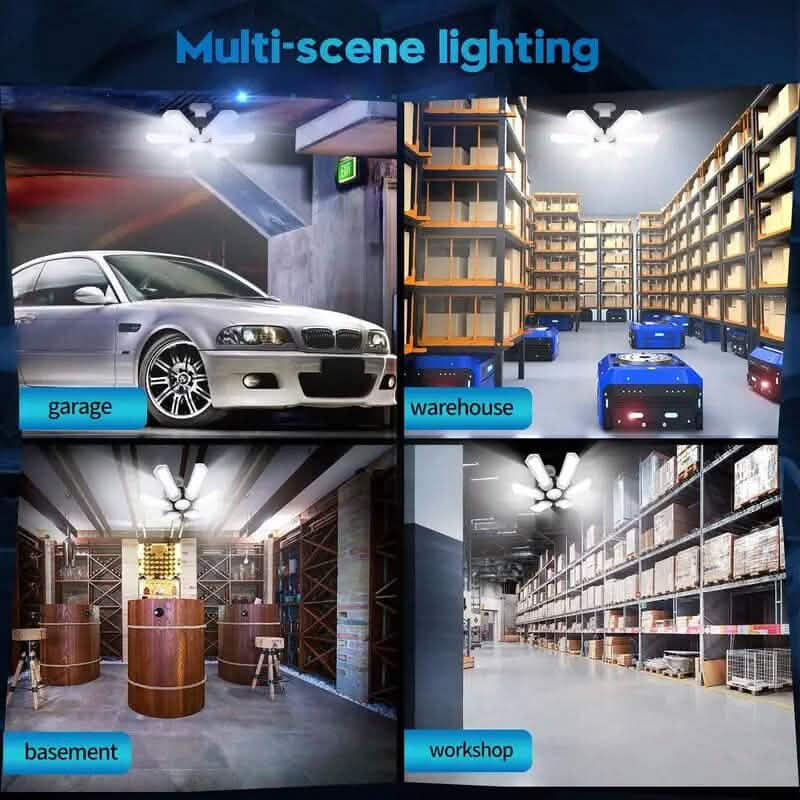 LED Garage Ceiling Lights 150W 15000LM 6500K with 6+1 Deformable Panels