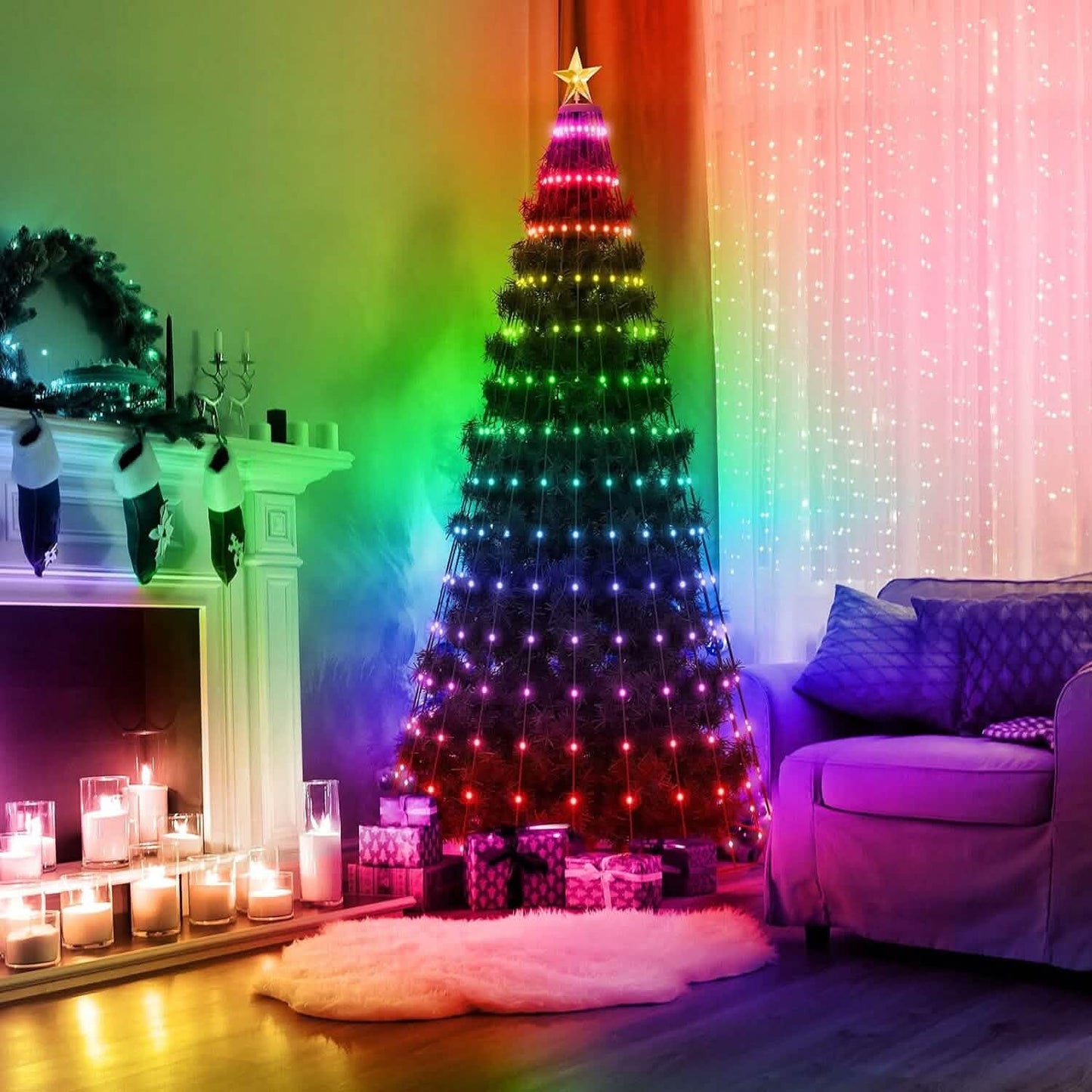LED Lights Collapsible Christmas Tree Light with Remote App Control