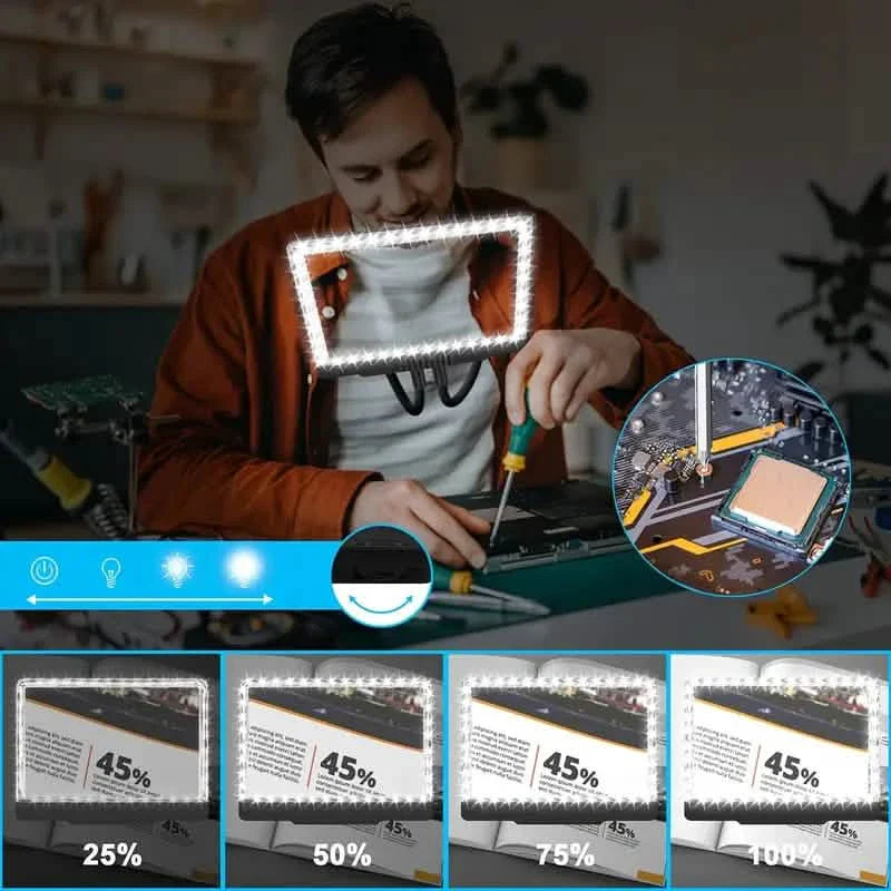 LED Magnifying Glass with Stand - 5x Zoom, USB Rechargeable Reading Aid