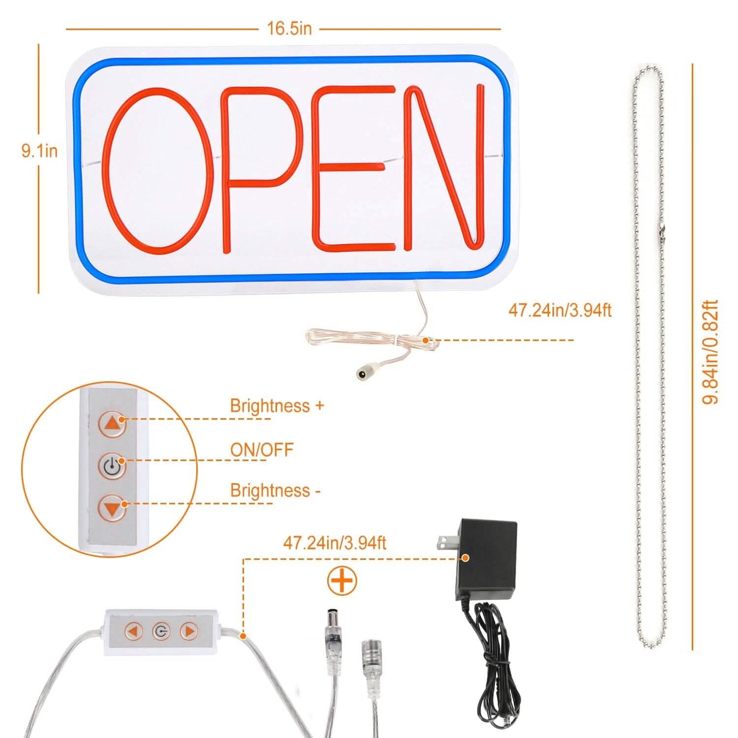 LED Open Sign Advertisement Board with 11 Levels Adjustable Brightness