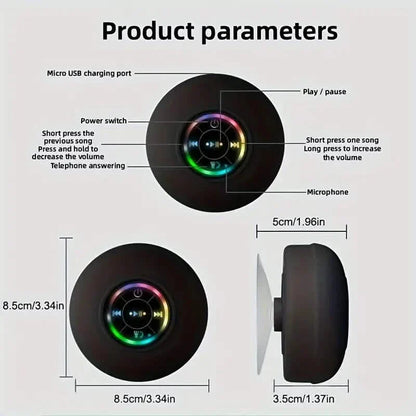 LED Portable Wireless Rechargeable Suction Bathroom Speaker