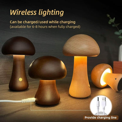 LED Rechargeable Creative Mushroom Table Lamp