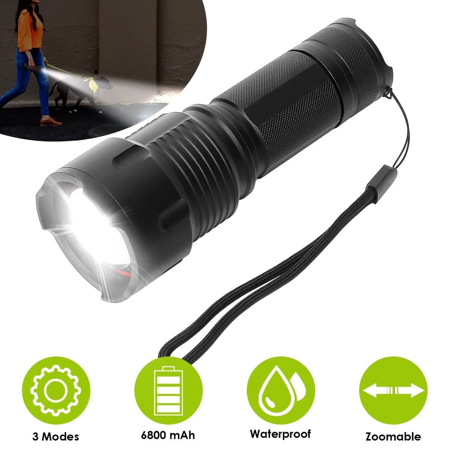 LED Rechargeable Zoomable Flashlight