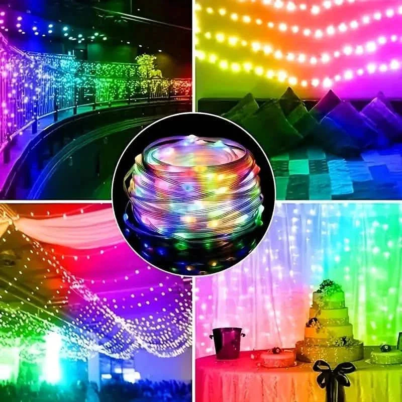 LED Rope Lights Outdoor, RGB Remote Control Fairy String Lights Plug In With 200 LEDs