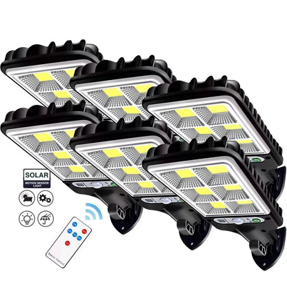 LED Solar Light Motion Sensor 3 Modes Flood Lamp Outdoor Street Wall Yard Garden