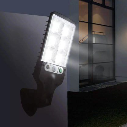 LED Solar Light Motion Sensor 3 Modes Flood Lamp Outdoor Street Wall Yard Garden