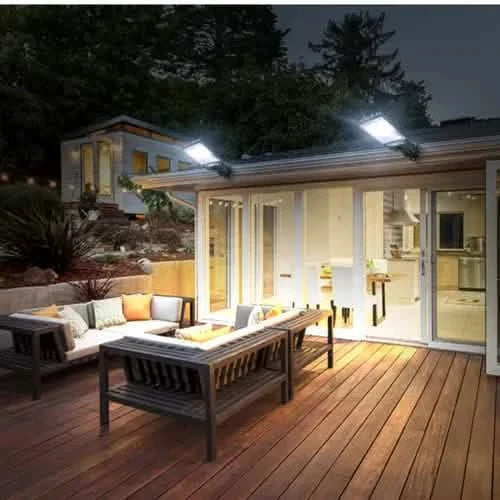 LED Solar Light Motion Sensor 3 Modes Flood Lamp Outdoor Street Wall Yard Garden