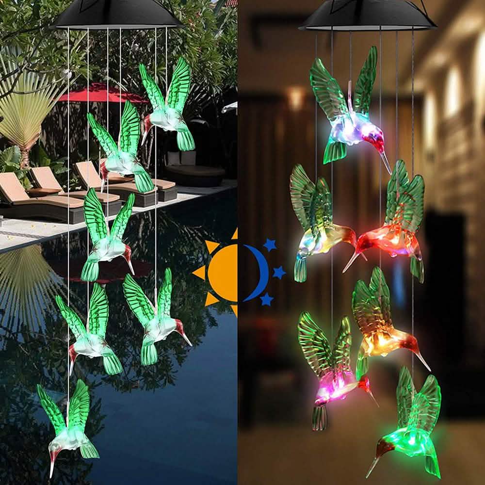 LED Solar String Lights Hummingbird Wind Chime