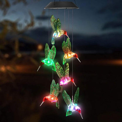 LED Solar String Lights Hummingbird Wind Chime