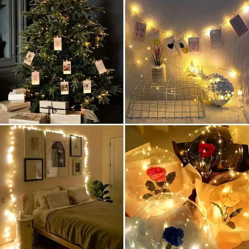 LED String Lights with 40 Wooden Clips