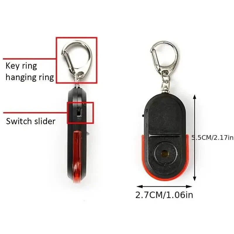 LED Whistle Key Finder Flashing Beeping Sound Control Alarm Anti-Lost Key Locator Finder Tracker With Key Ring