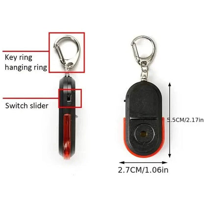 LED Whistle Key Finder Flashing Beeping Sound Control Alarm Anti-Lost Key Locator Finder Tracker With Key Ring