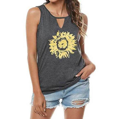 Leo Rosi Women Casual Sunflower Summer Tank Top