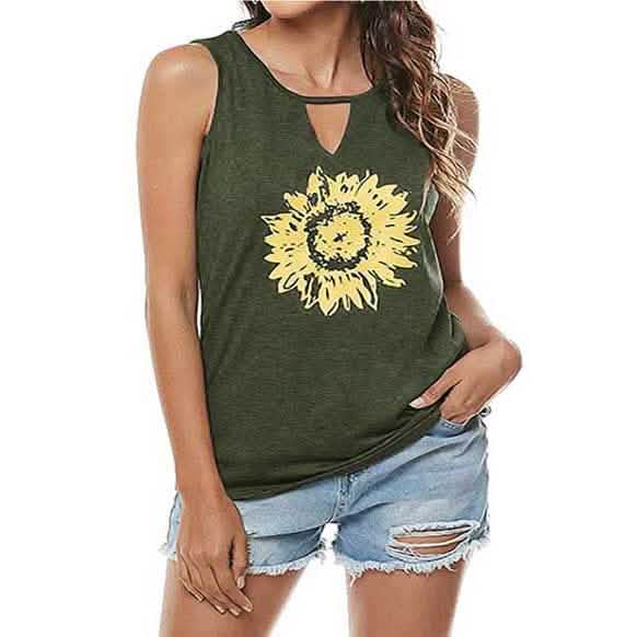 Leo Rosi Women Casual Sunflower Summer Tank Top