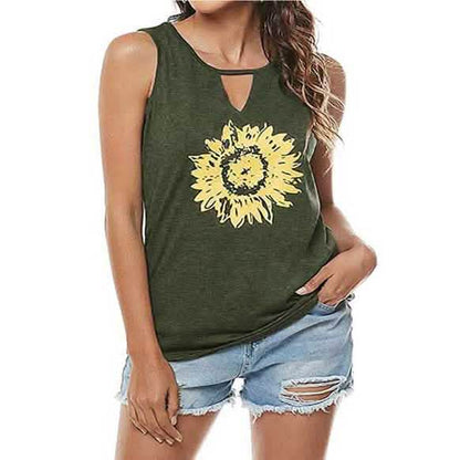 Leo Rosi Women Casual Sunflower Summer Tank Top
