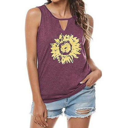 Leo Rosi Women Casual Sunflower Summer Tank Top