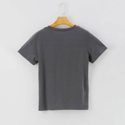 Letters Print Round Neck Short Sleeve Casual T-Shirt