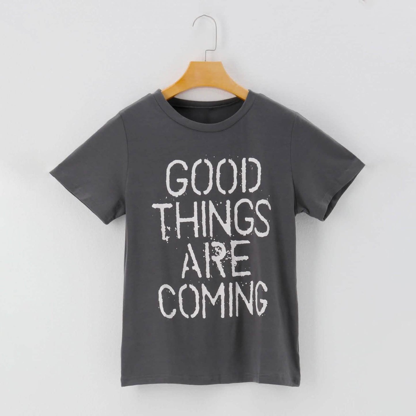 Letters Print Round Neck Short Sleeve Casual T-Shirt