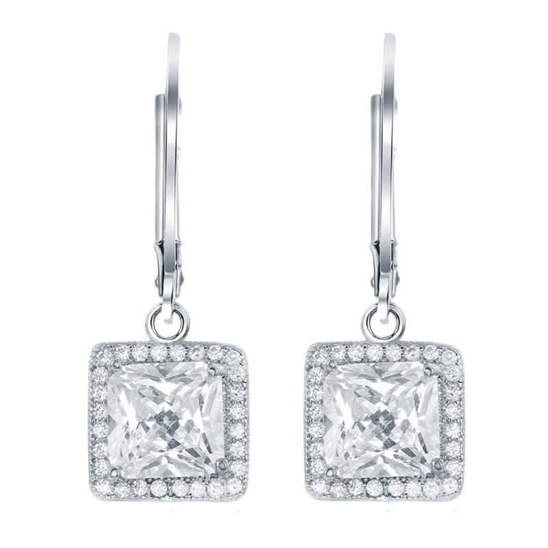 Leverback Elegance Princess Halo Drop Earring
