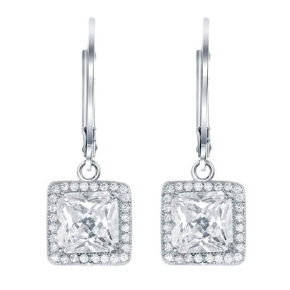 Leverback Elegance Princess Halo Drop Earring