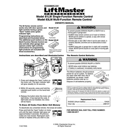 Substitute for LiftMaster 83LM 3-Button Vizor 390 MHz Garage Door Opener Remote Control [893LM]