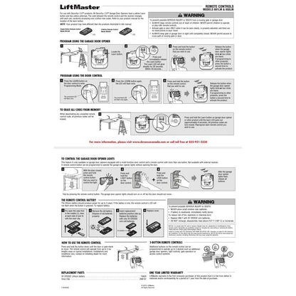 Substitute for LiftMaster 891LM 1-Button Vizor 310/315/390 MHz Garage Door Opener Remote Control [891LM]