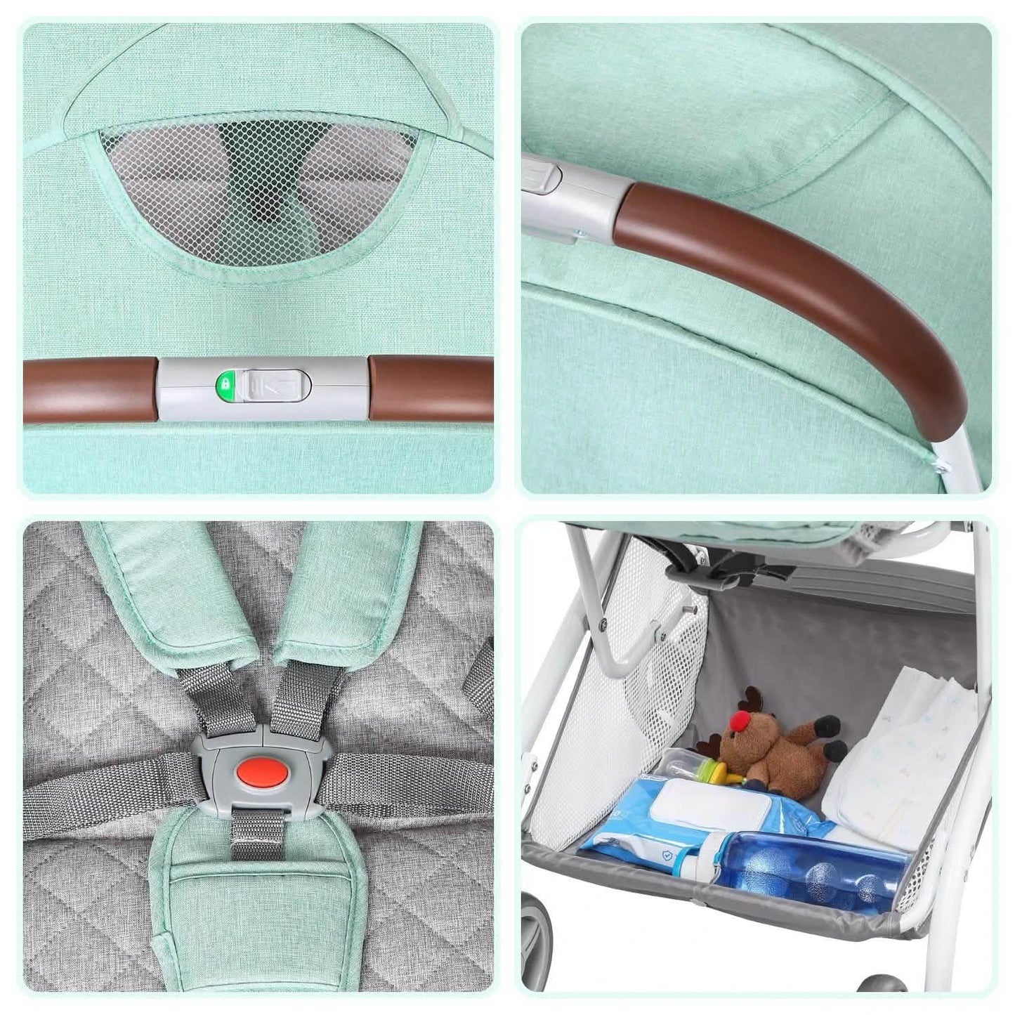 Light Blue Baby Infant Foldable Umbrella Stroller Lightweight Travel Carriage Pushchair