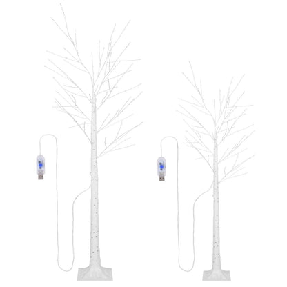Lighted Birch Tree Artificial White Birch Tree Wig with 8 Warm White Lighting Modes