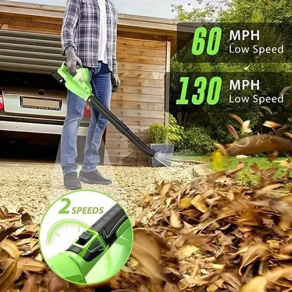 Lightweight Electric Cordless Leaf Blower for Lawn Care With 2 Batteries & Charger
