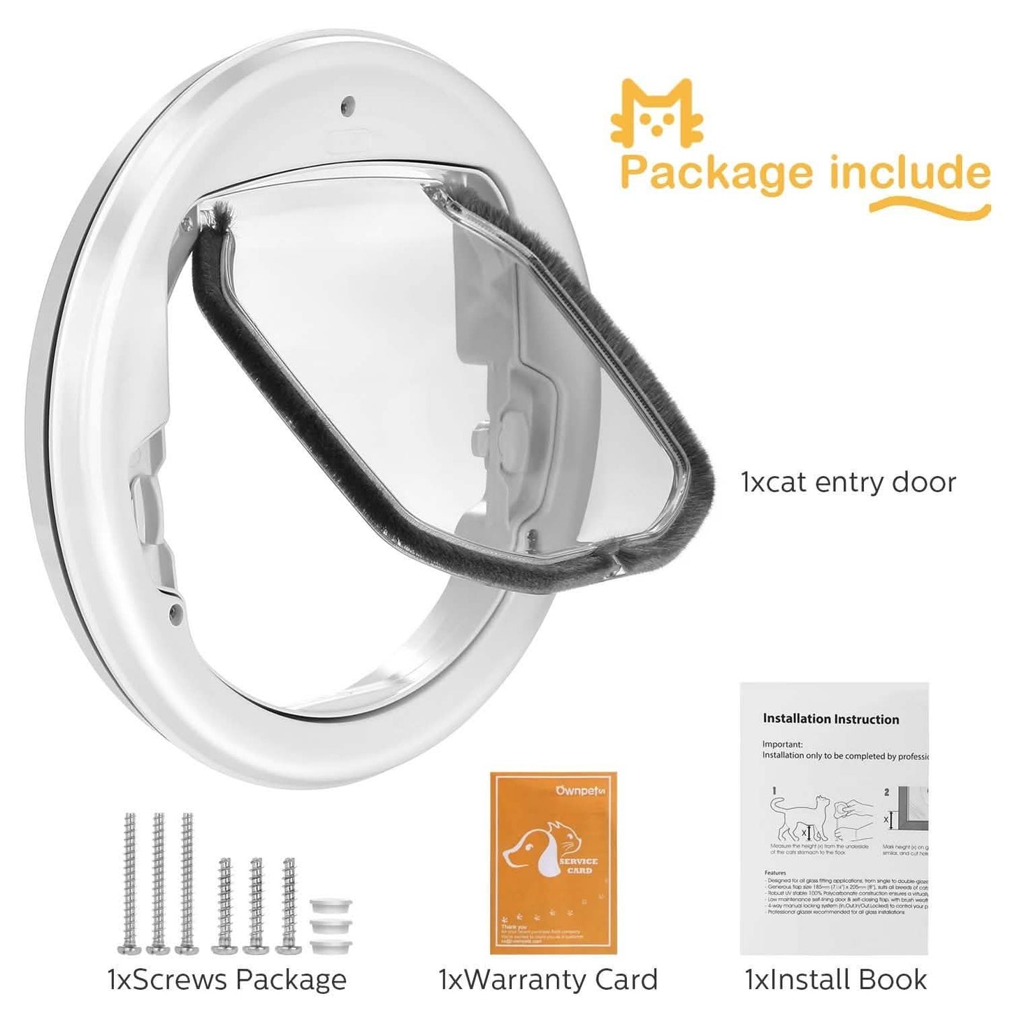 Lightweight Flap Pet Door Cats Small Dogs Anti-Insects Quiet Magnet Locking Gate
