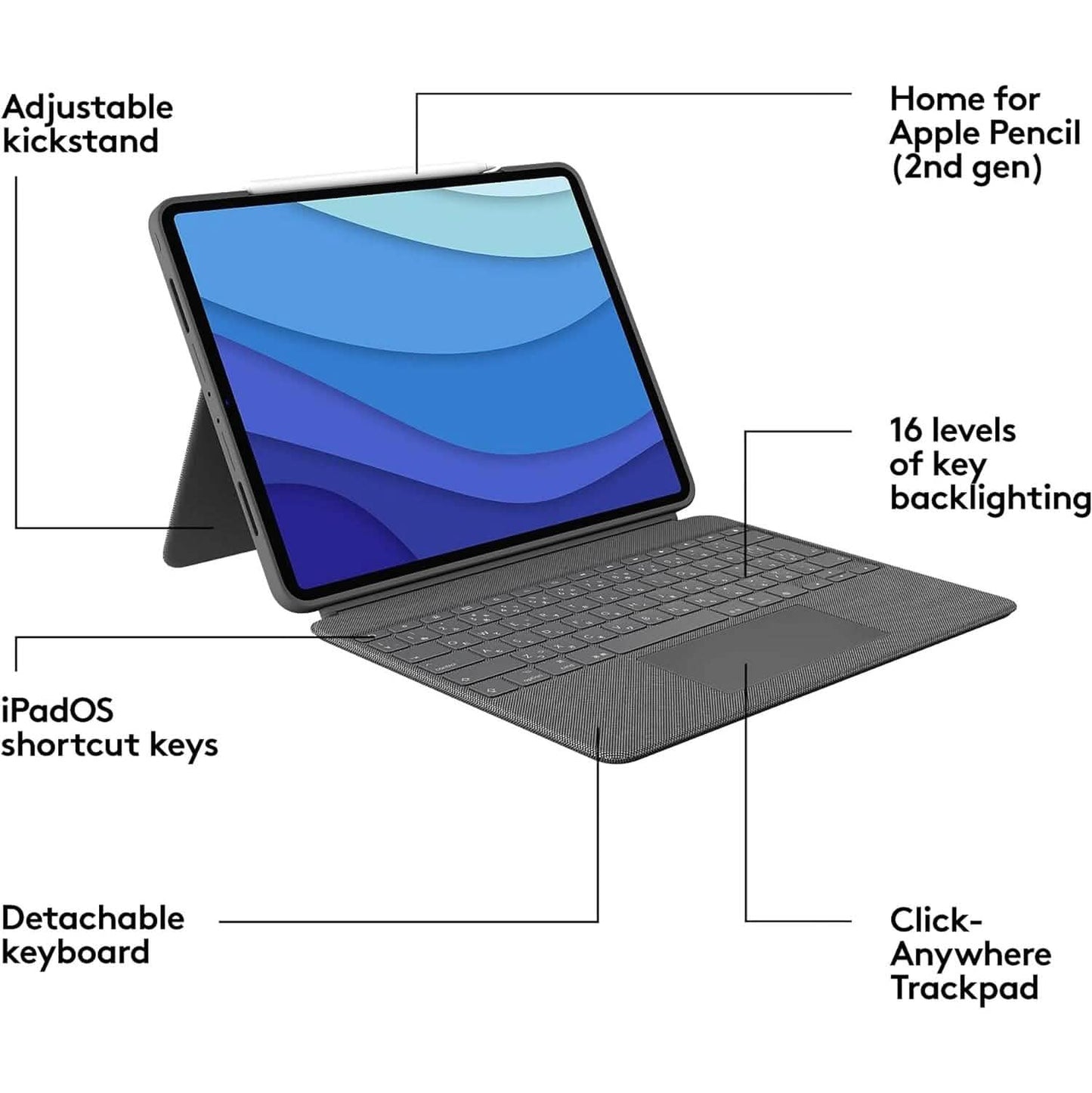 Logitech Combo Touch Keyboard Folio for iPad Pro 12.9" 5th & 6th Gen Oxford Gray